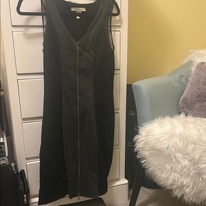 Max & Cleo Black Mesh Panel Midi Dress